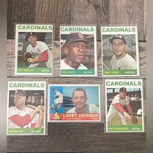 Topps - 1964‎ Larry Jackson & 5 other cardinals baseball cards